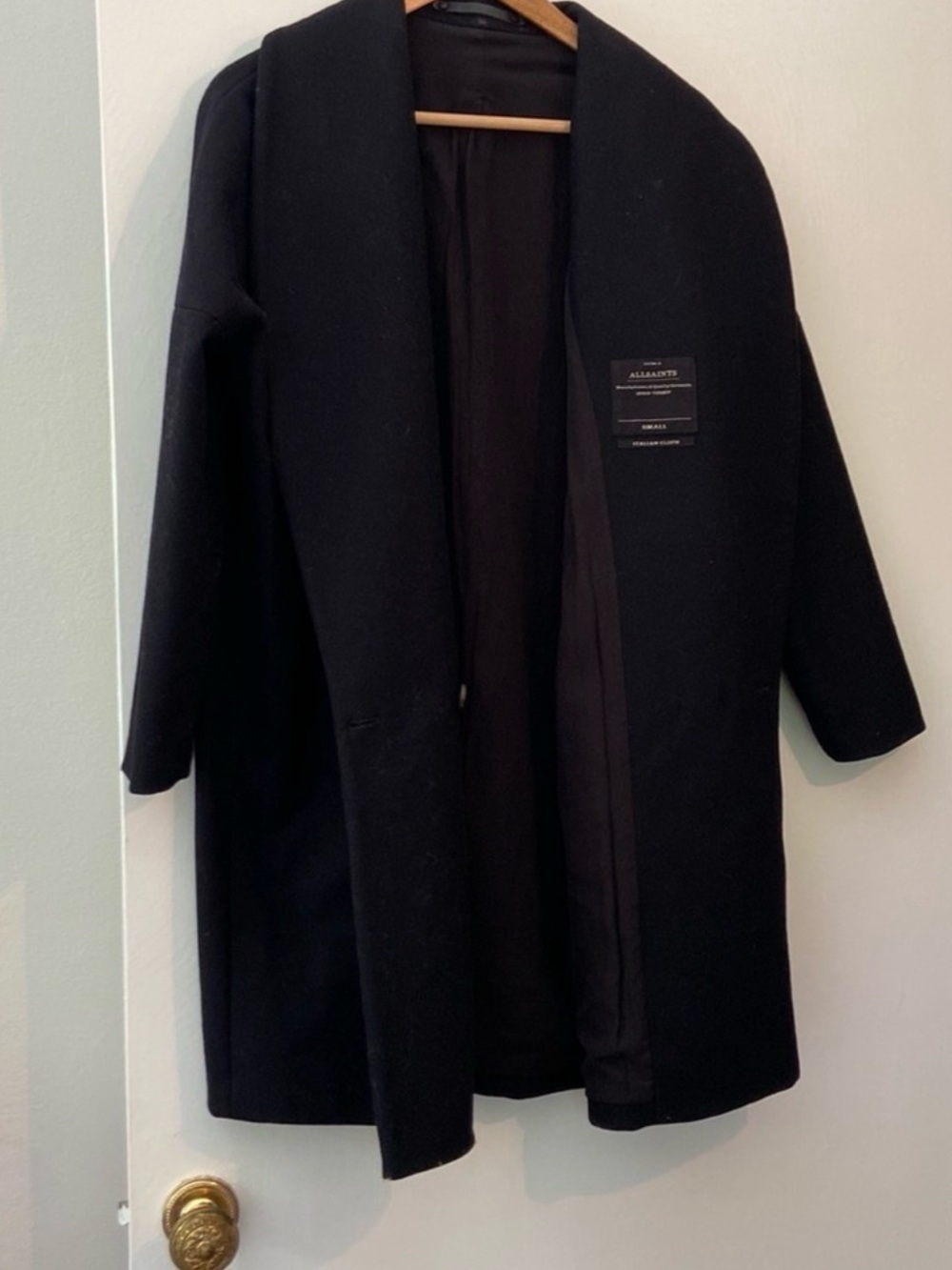 All Saints Klein black wool oversized coat - Picture 8 of 8